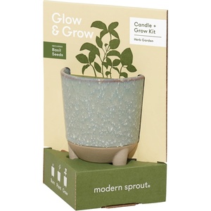 image:imageModern Sprout Glow and Grow Kit  2 in 1 Scented Candle that Grows into a Daisy Plant  12 oz Soy Candle with 78 hr Burn time in Glaze Ceramic Vessel  Planter Ideal for Home Decor AestheticBasil