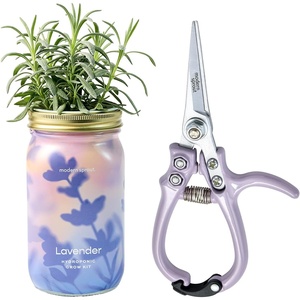 image:imageModern Sprout Hydroponic GrowHarvest Bundle  Mason Jar Herb Garden Kit Indoor wLavender Pruning Shears Organic NonGMO Lavender SeedsGarden SnipsSelfWatering Planter for Kitchen Countertop GiftLavender Garden Jar  Lavender Shears
