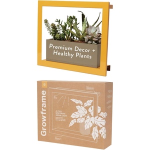 image:imageModern Sprout Smart Growframe  Wall Mounted Plant Stand with LED Grow Light  Smart App Controlled  PowderCoated Steel Frame for Indoor Plants  Perfect for Gifting Home and Kitchen Decor EmeraldSquare Mustard