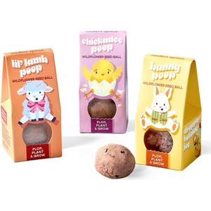 image:imageModern Sprout Wildflower Seed Ball Poop  EcoFriendly Gift  NonGMO HandRolled Clay Seed Bombs with Wildflower Seeds  Plop Plant amp Grow Gardening Gift Set for All Occasions Jingle PlopPack of 3Easter Plop 3pk