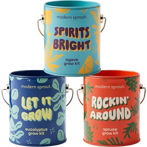 image:imageModern Sprout Complimentary Color Grow Kits Pack of 4  Gift for Plant Lovers  Seed Starter Kit  Includes Organic Strawberry Tomato Sunflower amp Cactus Seeds  Gardening Gifts that Grows with LovePack of 3