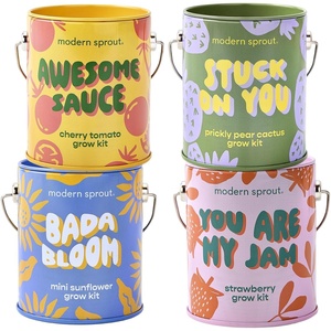 image:imageModern Sprout Complimentary Color Grow Kits Pack of 4  Gift for Plant Lovers  Seed Starter Kit  Includes Organic Strawberry Tomato Sunflower amp Cactus Seeds  Gardening Gifts that Grows with LovePack of 4